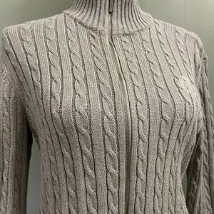 Ralph Lauren Light Gray Cable Knit Turtleneck Sweater